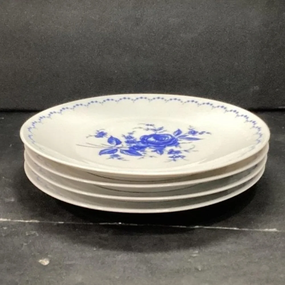 Alboth & Kaiser Bavaria Salad Plates, Set‎ of 4, Vintage Blue Floral Tableware